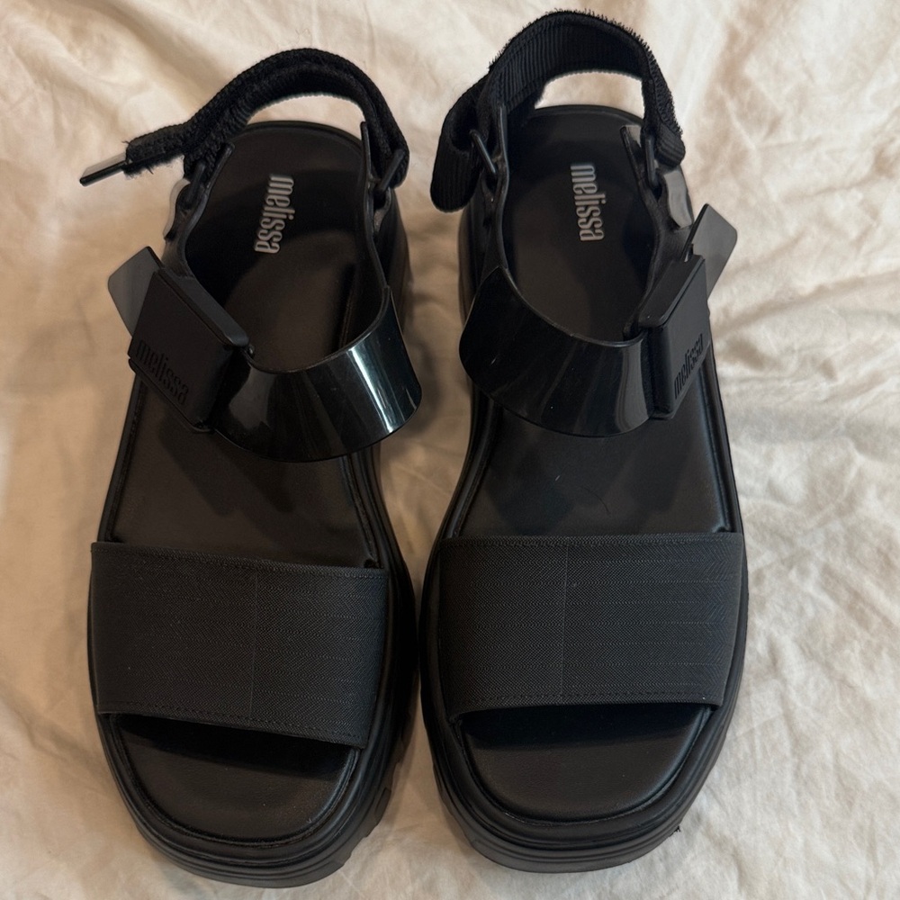 Melissa Glossy Black Platform Sandals